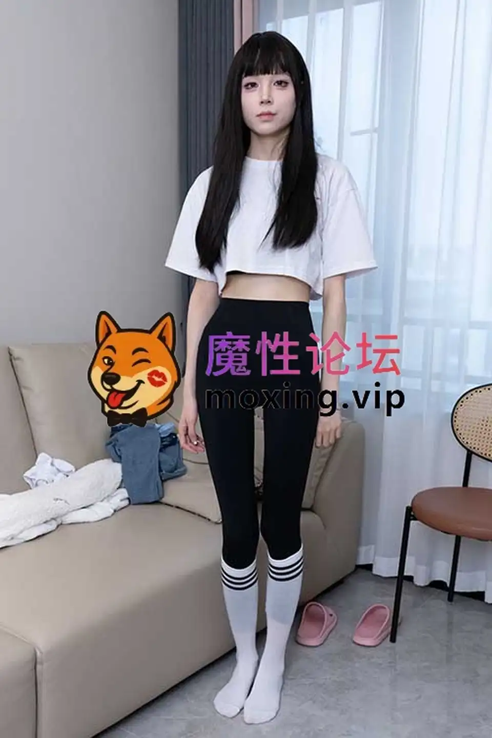 甜予摄影-珞珞-高跟鞋人字拖、白棉袜美腿