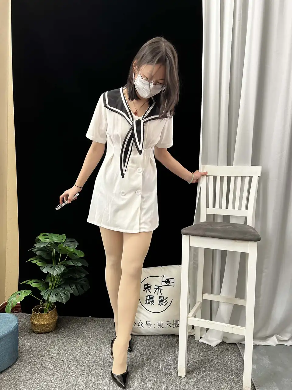 三禾摄影 NO.013 海军白裙 高跟